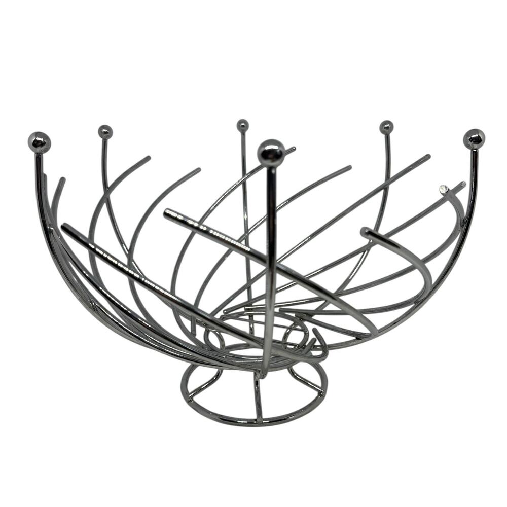 Post Modern Geometric Spiral-Shaped Stainless Steel 12” Inch Wide Fruit Bowl